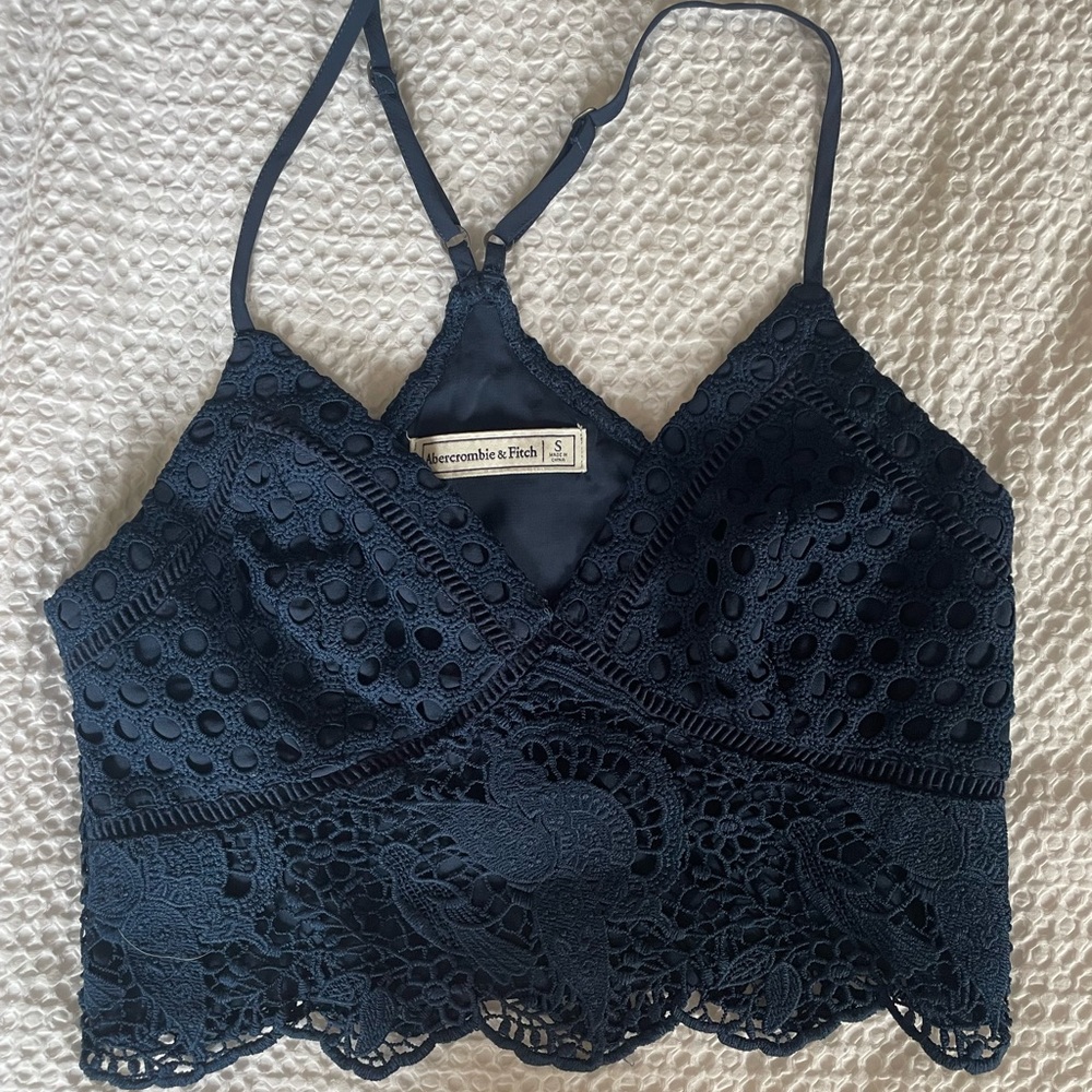 Navy crochet top